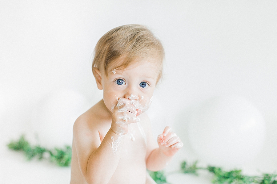 Boy with frosting on his face